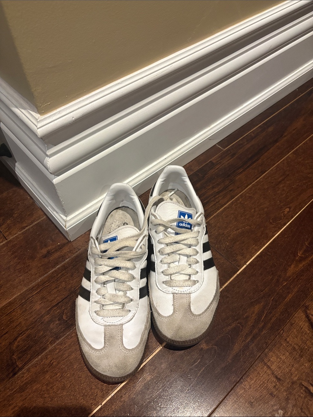 adidas White, Black & Beige Low-Top Gazelle-Style Sneakers
